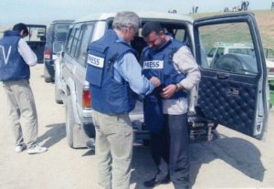 Putting on body armour Iraq